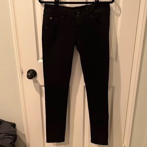 Hudson low rise skinny black jeans.